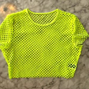 Neon Cropped Mesh Shirt